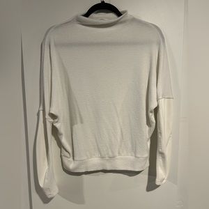Express | Express White/Cream Sweater with Faux Leather Long Sleeve | XS